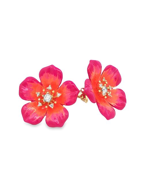 Plumeria gold crystal fuscia&orange earrings GOCCIAZZURRA JEWELS | ORPLUMERIAOROARANCIO